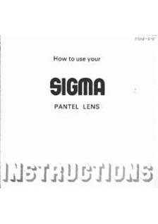 Sigma Instruction Books manual. Camera Instructions.